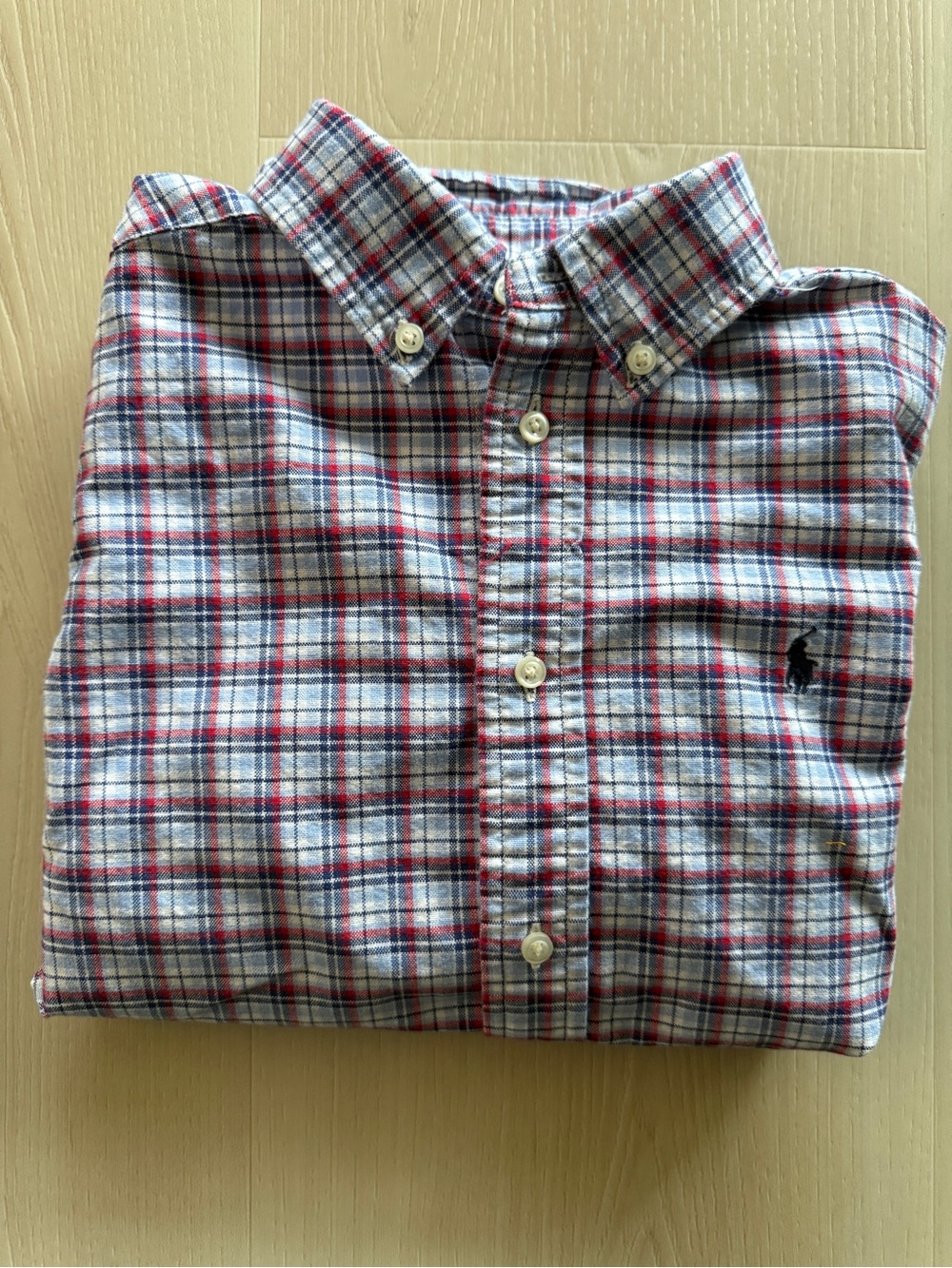 Ralph Lauren Red, Blue & White Plaid Button-Down Shirt size boys 7